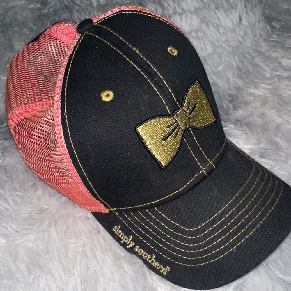 Simply Southern Trucker Cap with Pink Mesh and Gold Bow NWOT
